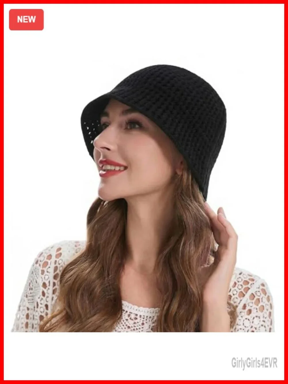 100% Cotton Handmade Crochet Knit Floral Bucket Hat for Women